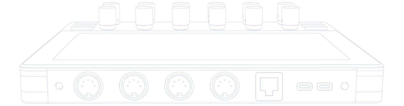 mk3 rear panel: two MIDI inputs, two MIDI outputs, RJ45 for OSC and RTP MIDI, USB-C Host, USB-C Device