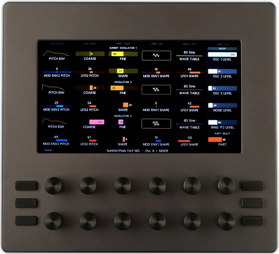 Electra One mk2 with touchscreen and twelve encoders
